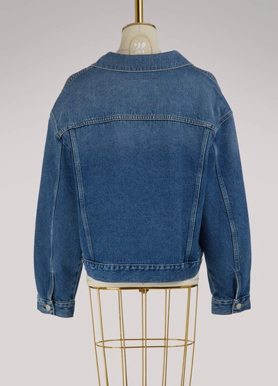 Shop Balenciaga Swing Collar Denim Jacket In Blue