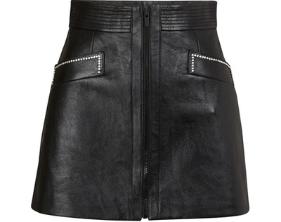 Shop Miu Miu Leather Skirt In Nero