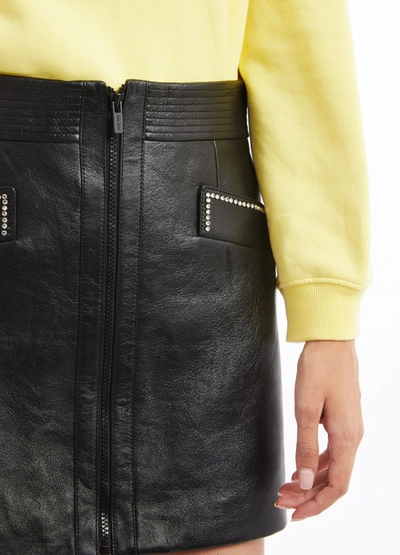 Shop Miu Miu Leather Skirt In Nero