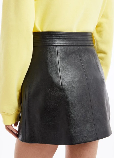 Shop Miu Miu Leather Skirt In Nero