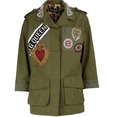 Shop Dolce & Gabbana Patches Jacket In Khaki