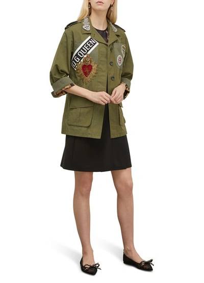 Shop Dolce & Gabbana Patches Jacket In Khaki