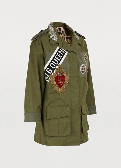 Shop Dolce & Gabbana Patches Jacket In Khaki