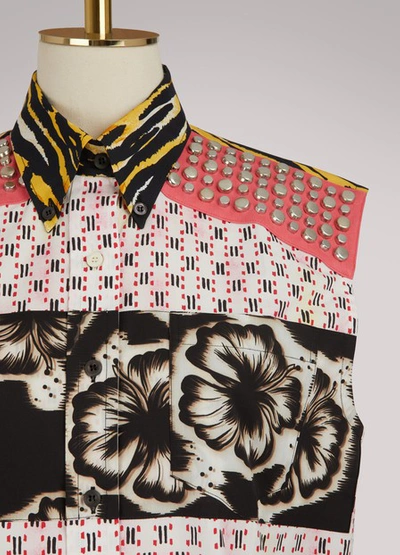 Shop Prada Sleeveless Shirt In Multicolor