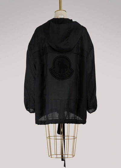 Shop Moncler Estella Silk Parka In Black