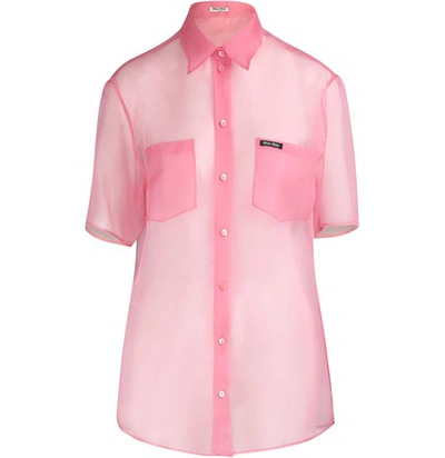 Shop Miu Miu Silk Shirt In Pink
