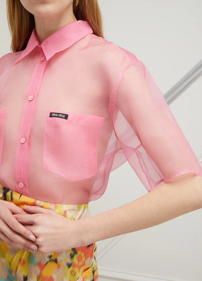 Shop Miu Miu Silk Shirt In Pink