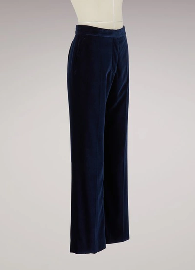 Shop Stella Mccartney Victoria Velvet Trousers In 4101 - Ink