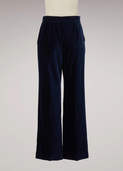 Shop Stella Mccartney Victoria Velvet Trousers In 4101 - Ink