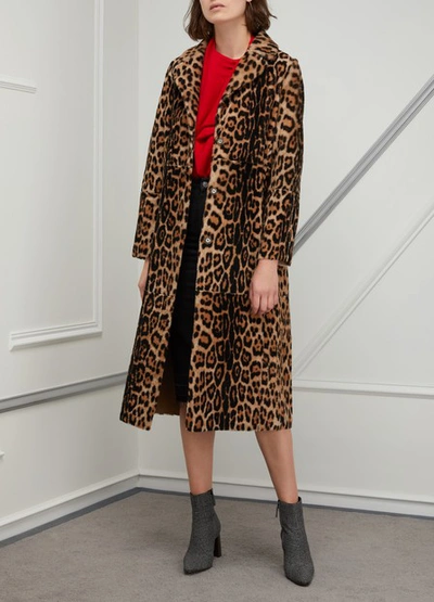 Shop Yves Salomon Lacon Shearling Coat In Leopard Sarrasin
