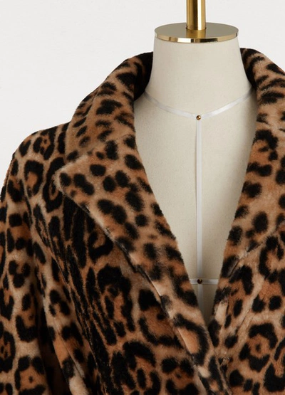 Shop Yves Salomon Lacon Shearling Coat In Leopard Sarrasin