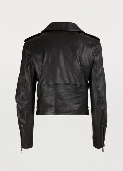 Shop Balenciaga Biker Leather Jacket In Black
