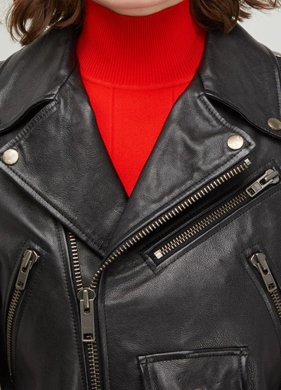 Shop Balenciaga Biker Leather Jacket In Black