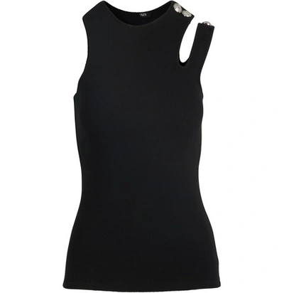 Shop Balmain Asymmetric Top In 0pa Noir