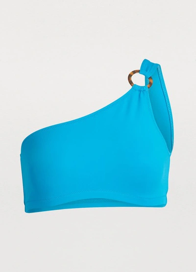 Shop Vilebrequin Firi Asymmetrical Bikini Top In Blue