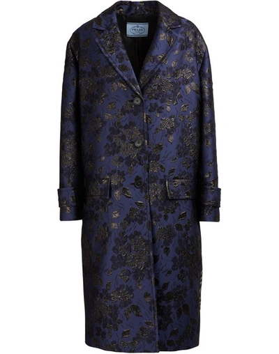 Shop Prada Mid-length Coat In Navy