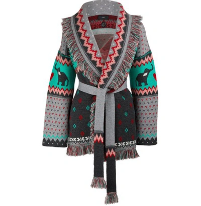 Shop Alanui Cashmere Cardigan In Macaw Green