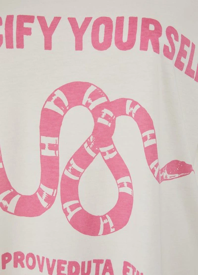 Shop Gucci "fy Yourself" Print T-shirt In Ivory Rose