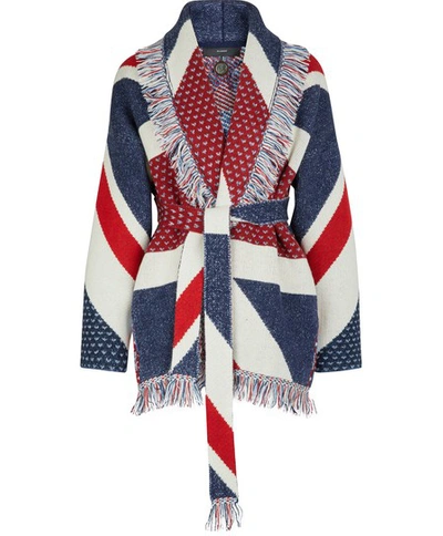 Shop Alanui Cashmere Cardigan In Union Jack Multicolor