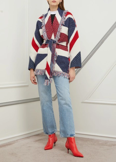 Shop Alanui Cashmere Cardigan In Union Jack Multicolor