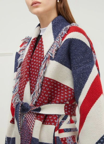 Shop Alanui Cashmere Cardigan In Union Jack Multicolor