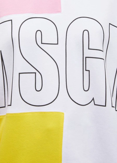 Shop Msgm Logo Hoodie In Pink/white/yellow