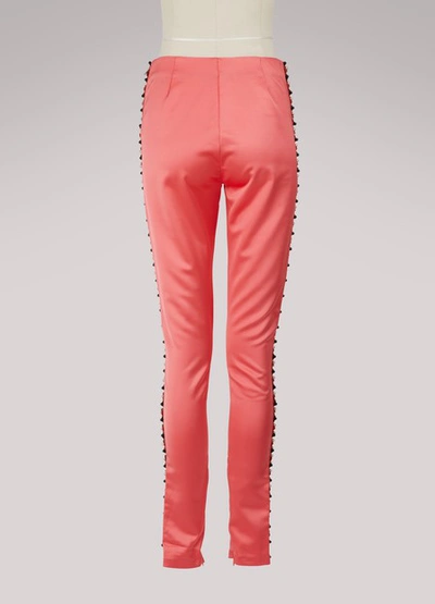 Shop Koché Embroidered Leggings In Coral