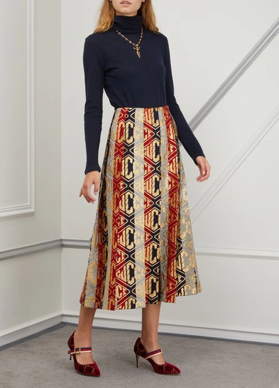 Shop Gucci Game Wool Skirt In Multi