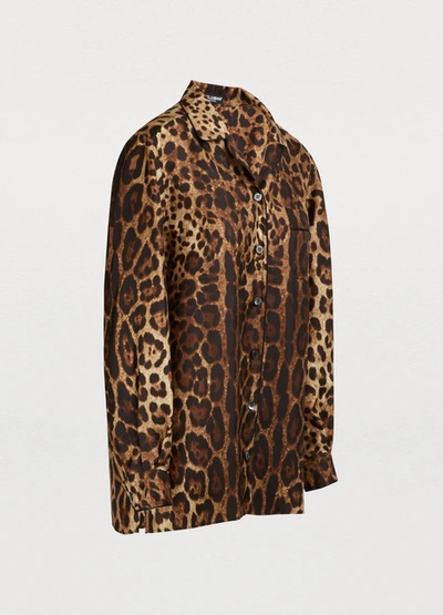 Shop Dolce & Gabbana Leopard Print Silk Blouse