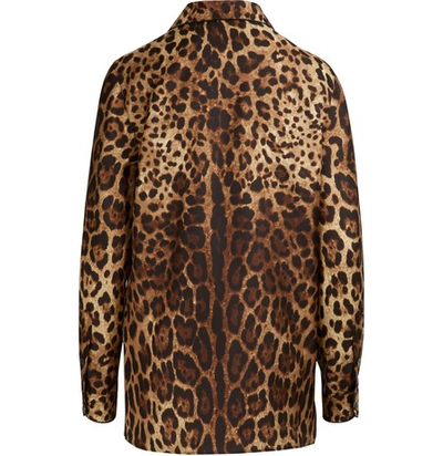 Shop Dolce & Gabbana Leopard Print Silk Blouse