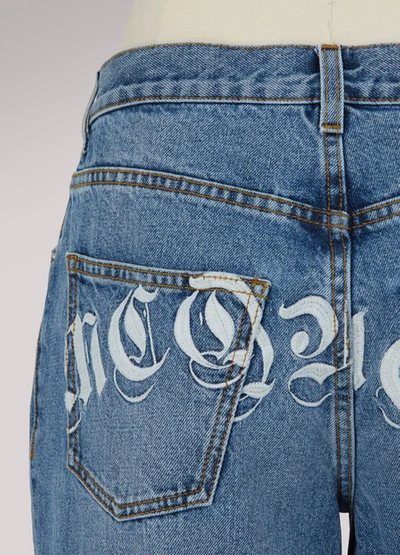 Shop Alexander Mcqueen Embroidered Boyfriend Jeans In Blue