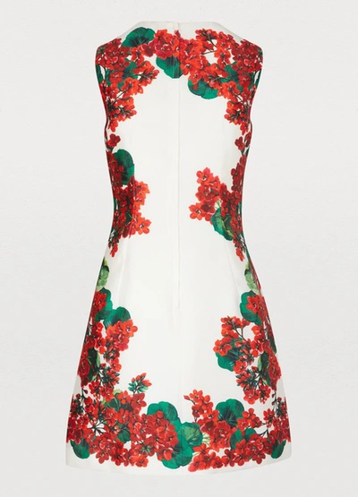 Shop Dolce & Gabbana Short Silk Dress In Bianco Natural