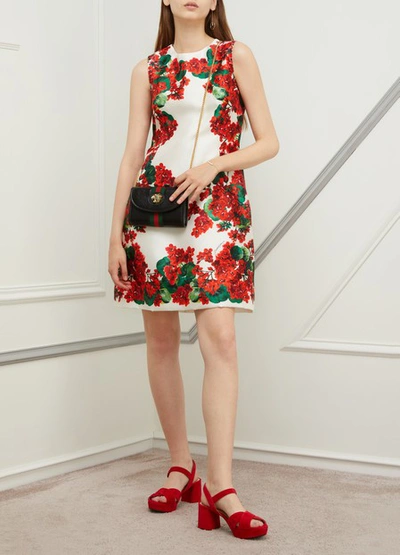 Shop Dolce & Gabbana Short Silk Dress In Bianco Natural