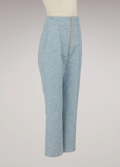 Shop Isabel Marant Namiris Cotton Pants In Light Blue