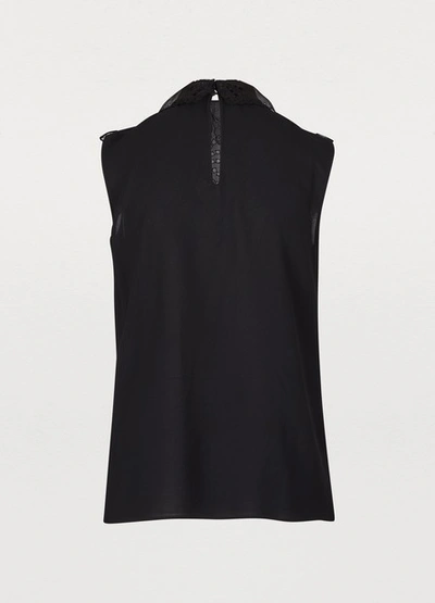 Shop Miu Miu Organza Top In Nero