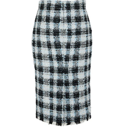 Shop Alexander Mcqueen Tweed Pencil Skirt In 4033 - Pale Blue