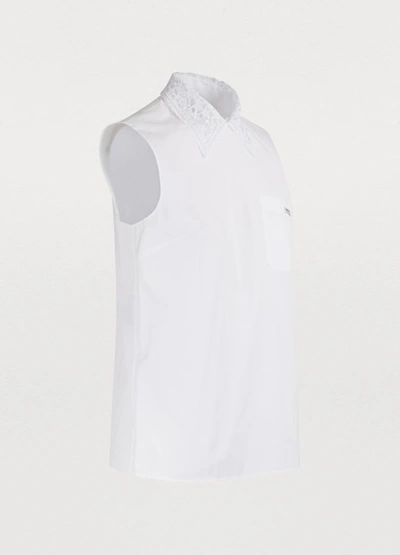 Shop Miu Miu Popeline Top In White