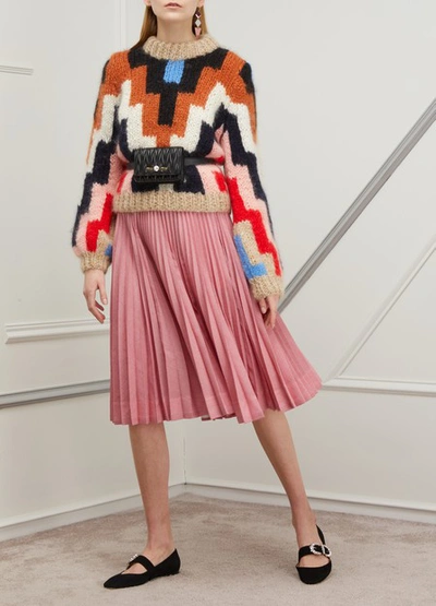 Shop Calvin Klein 205w39nyc Pleated Midi Skirt In Amaranth Pink