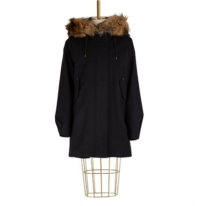 Shop Moncler Vinca Wool Parka In Black