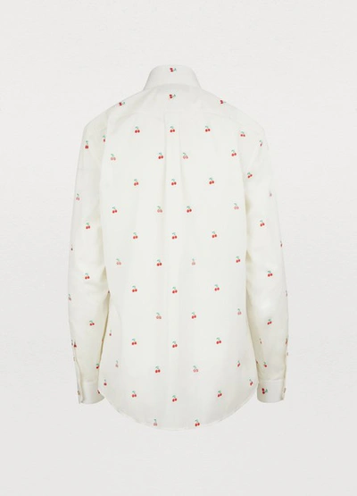 Shop Gucci Cherry Gg Shirt In Offwhite