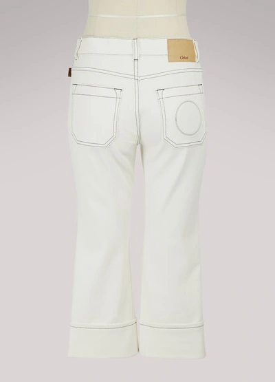 Shop Chloé Cropped Jeans In Off-white