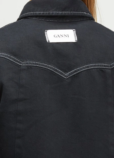 Shop Ganni Kress Denim Dress In Black Washed