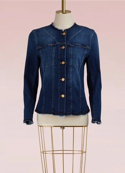 Shop 7 For All Mankind No Collar Denim Jacket In Blue