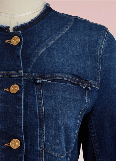 Shop 7 For All Mankind No Collar Denim Jacket In Blue