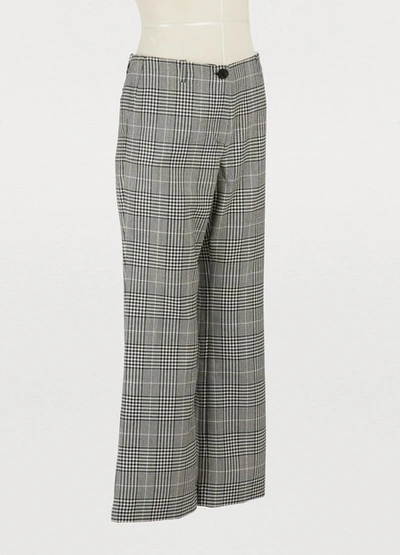 Shop Aalto Cropped Check Trousers In Light Grey