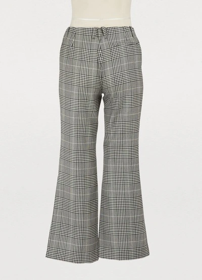 Shop Aalto Cropped Check Trousers In Light Grey