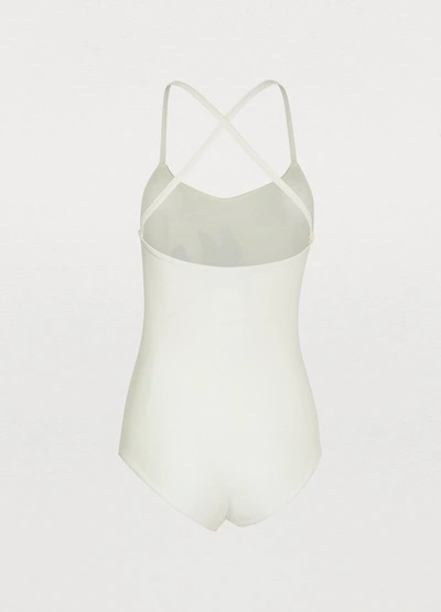 Shop Gucci Fraise Swimsuit In White