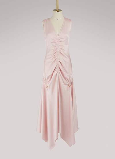 Shop Peter Pilotto Ruched Satin Dress In Light Pink