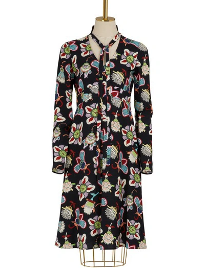 Shop Valentino Flower Pop Long Sleeves Dress In Off-white