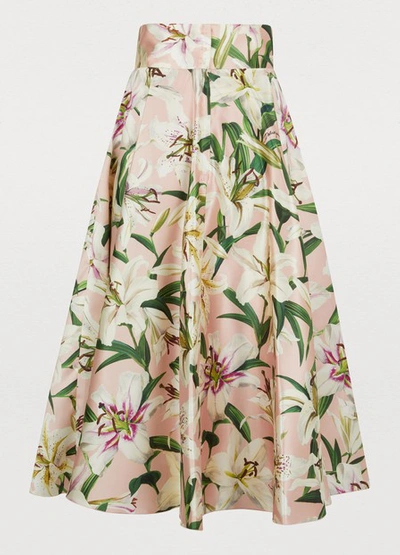 Shop Dolce & Gabbana Silk Midi-skirt In Rosa